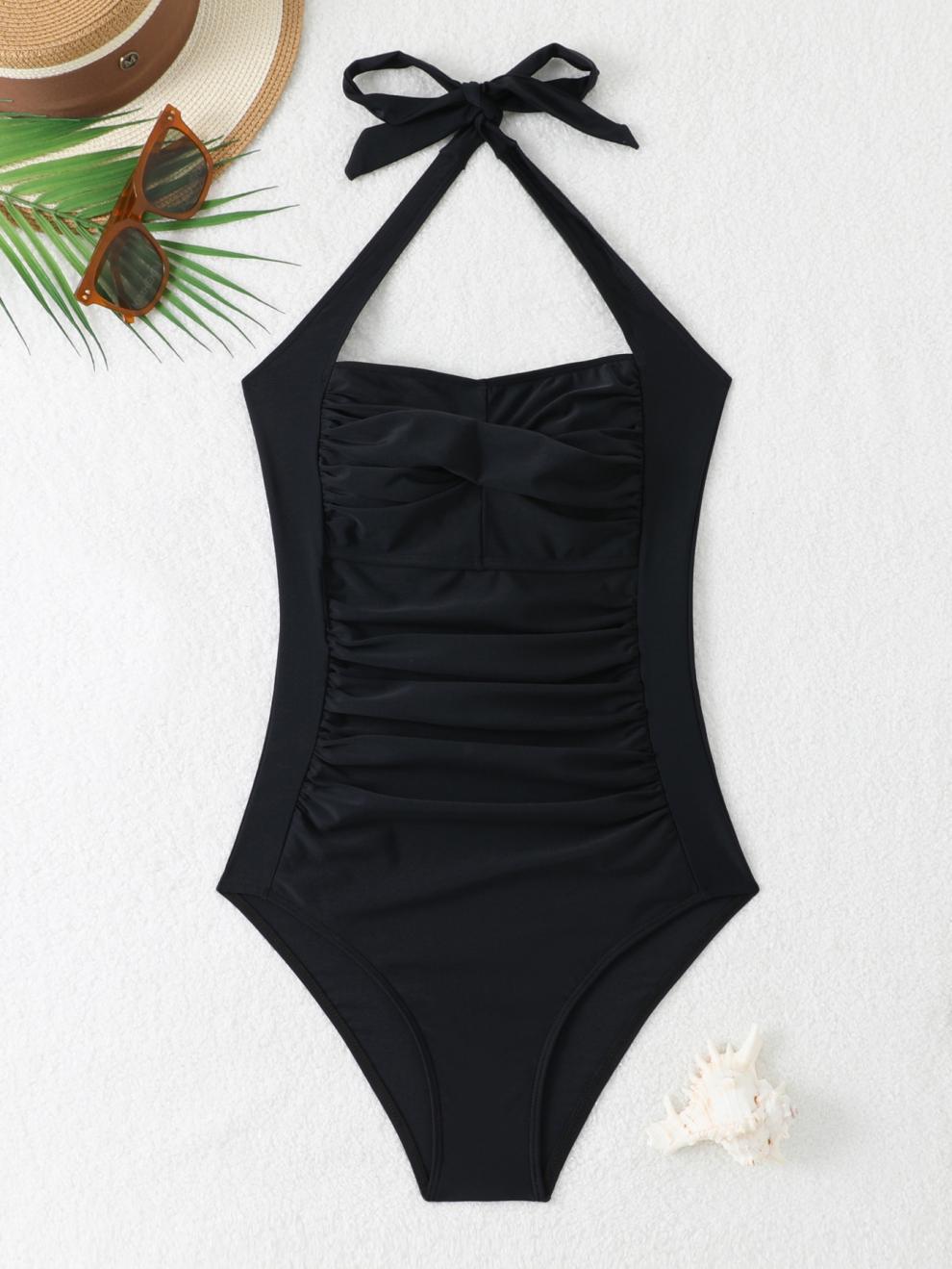 商品详情图_25亚马逊爆款露背连体比基尼褶皱复古欧美时尚性感