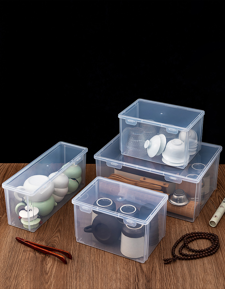 桌面收纳盒多功能杂物防尘便携式功夫茶杯茶具收纳盒透