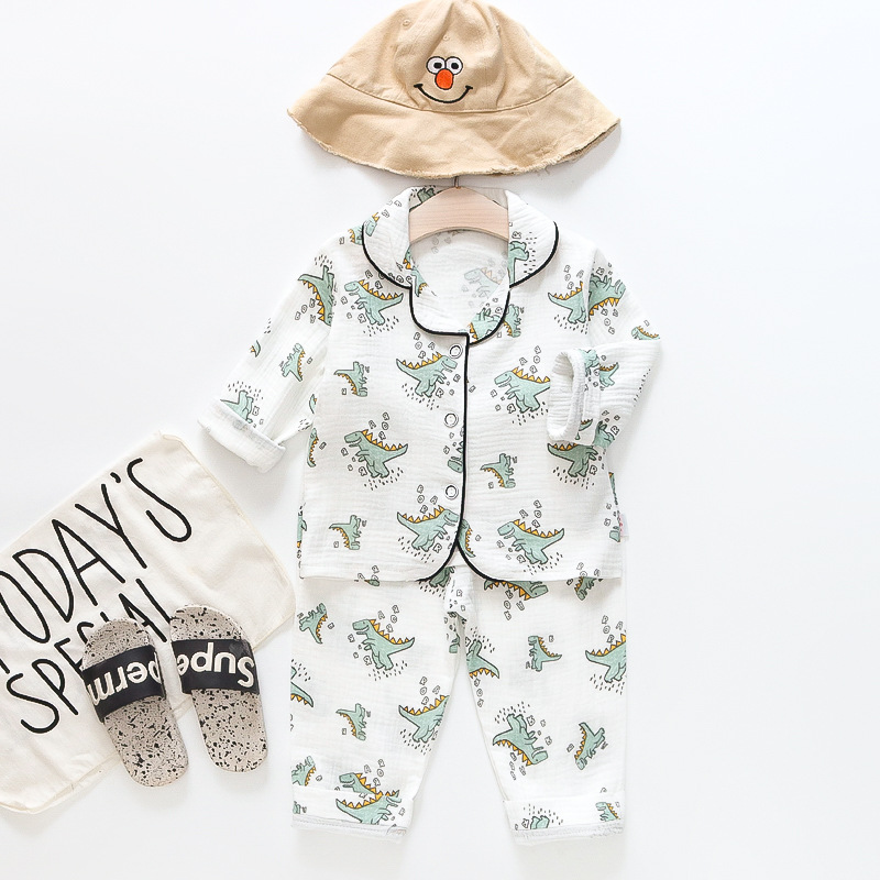 CA98-长-棉纱-字母恐龙-白色