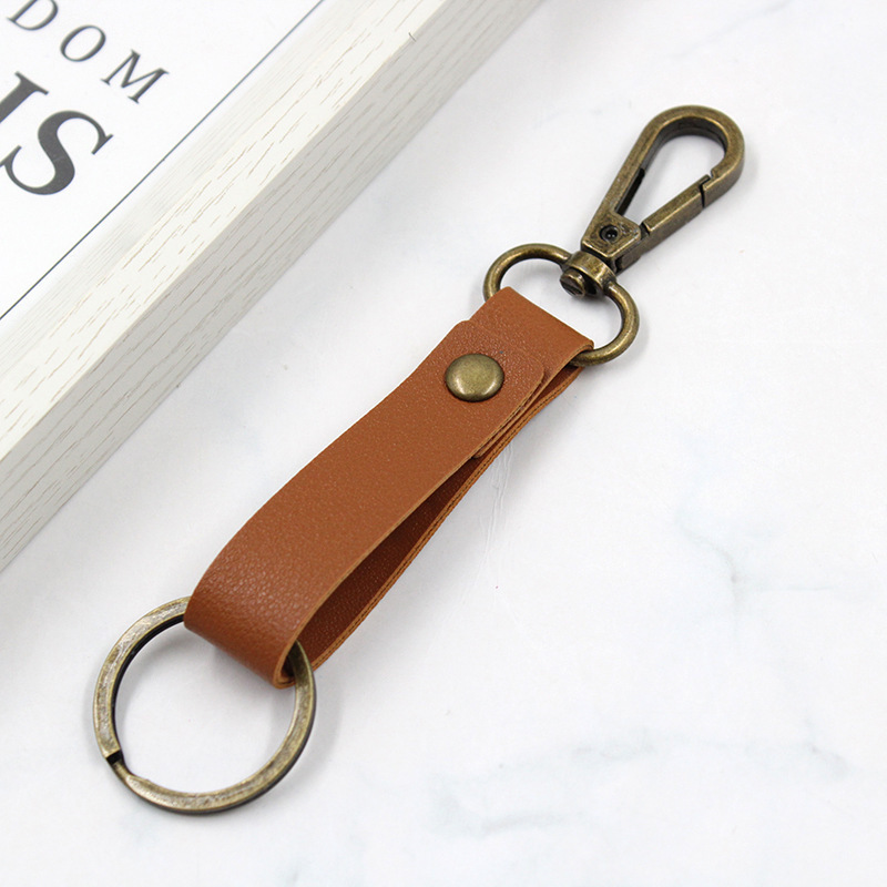 新款钥匙扣 简约PU皮革钥匙圈环 钥匙防丢保护套