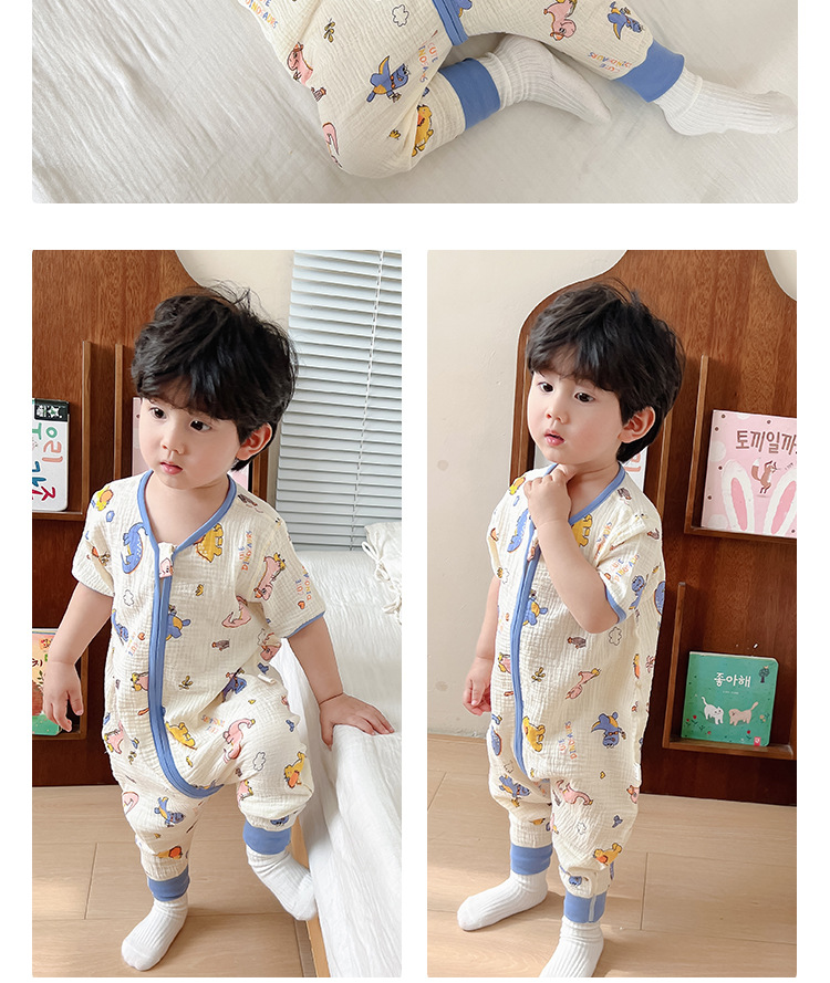 蓝恐龙短袖纱布睡袋_02