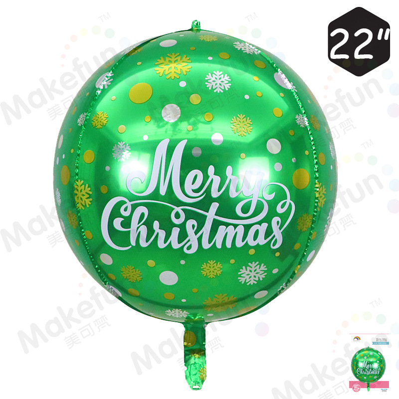 4D绿色雪花白字圣诞圆球