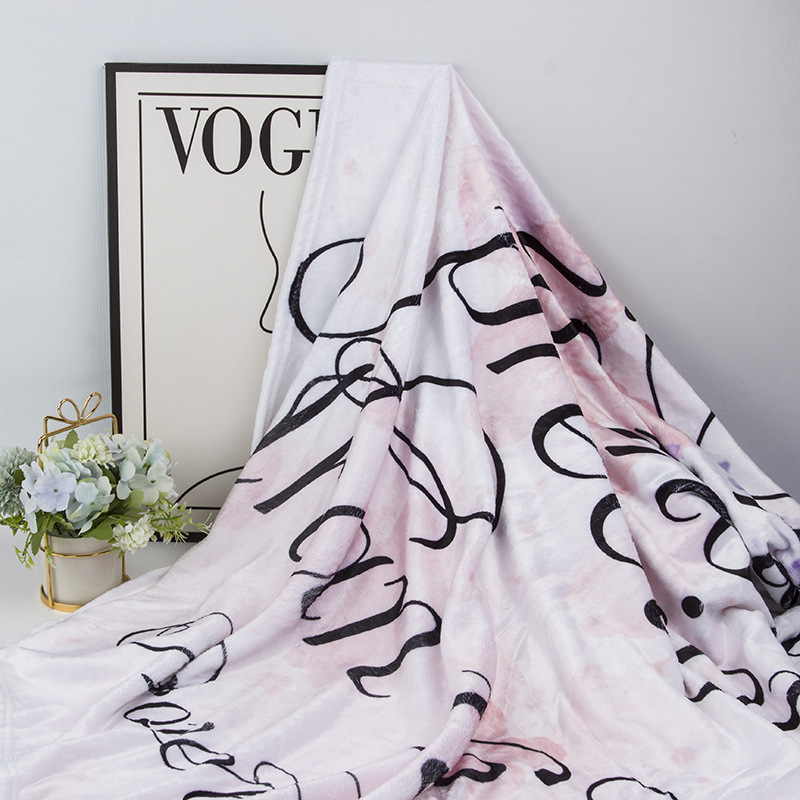 亚马逊工厂直供一件定制毛毯批发数码印花法兰绒毛毯加厚午睡毯_