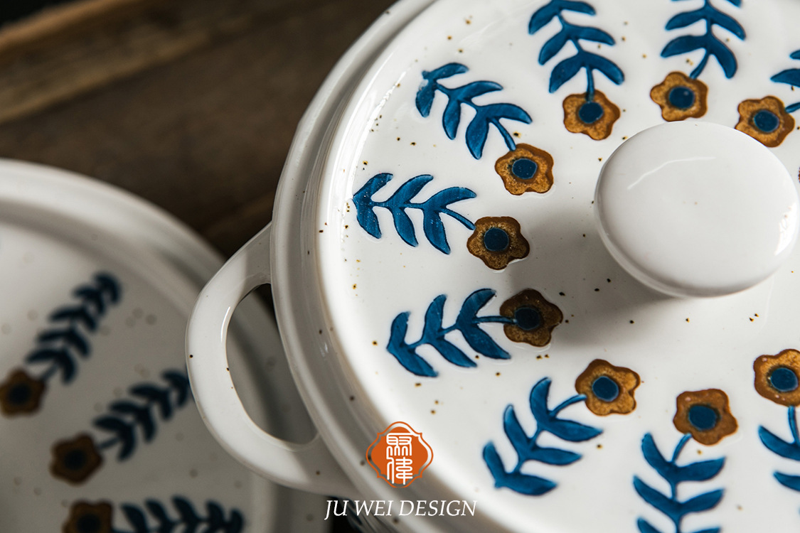 复古小花粗陶餐具