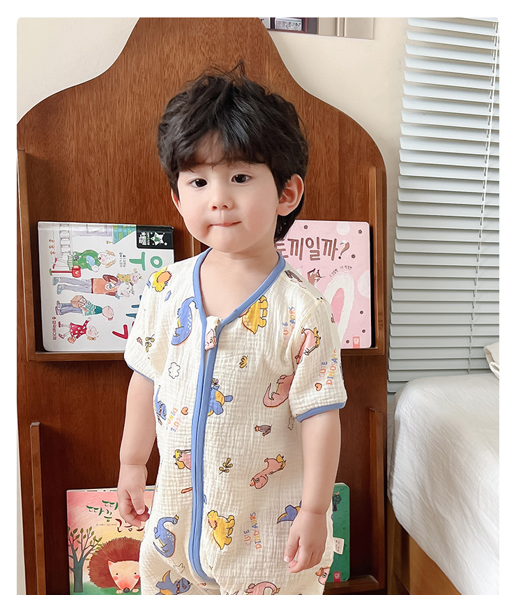 蓝恐龙短袖纱布睡袋_03