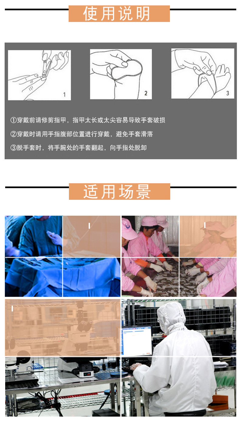 无粉麻面灭菌医用外科手套_07