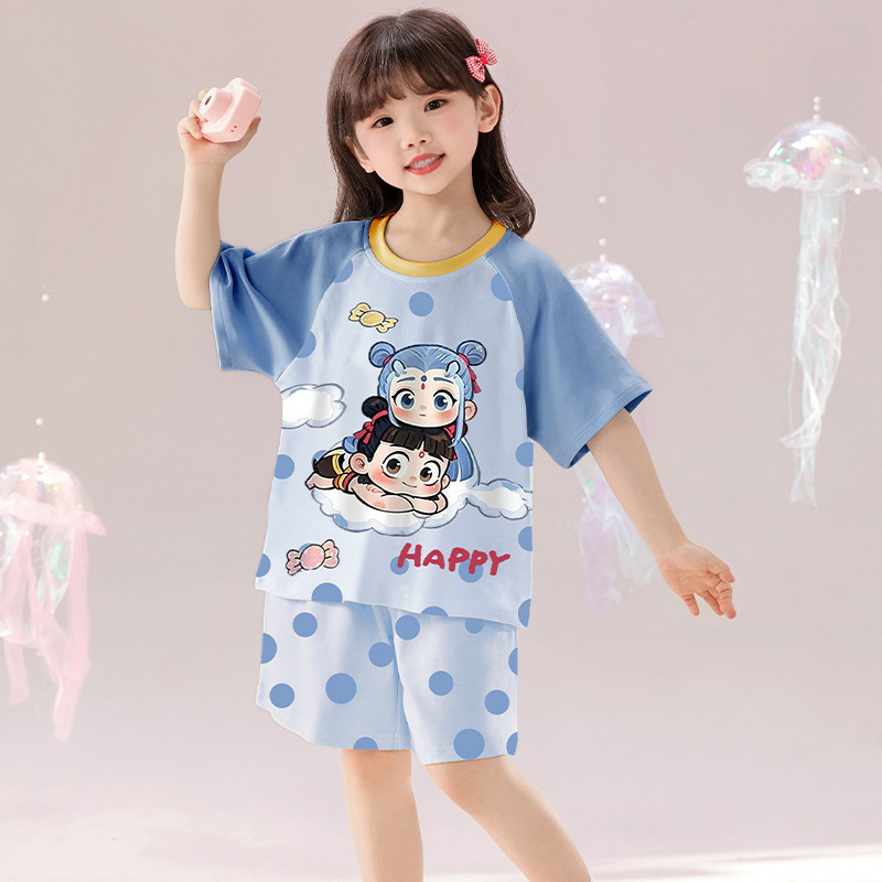 复制_女童睡衣舒适宽松夏季短袖纯棉透气中大童圆.jpg