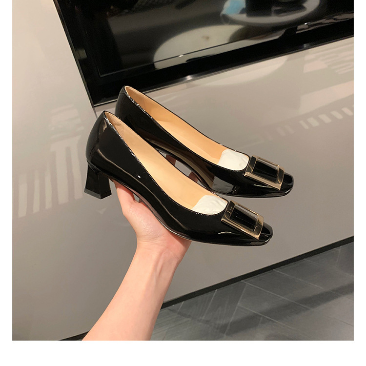 葡萄妈studiolee 经典方扣小方头浅口高跟鞋