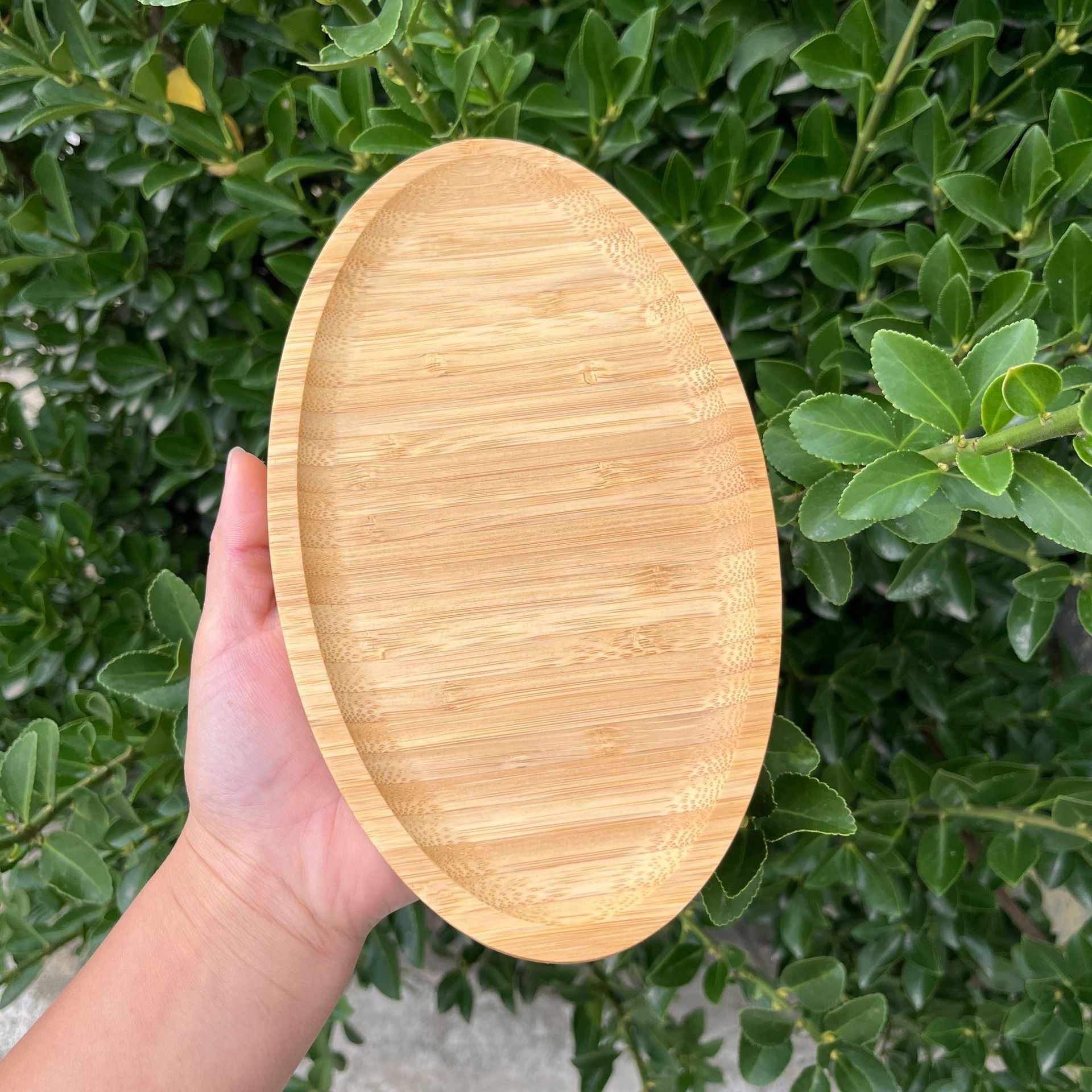 日式竹制餐盘户外砧板橄榄球形状水果盘桌面小物收纳盘托盘 (5