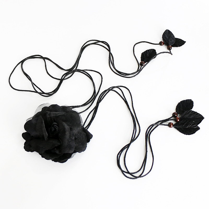 雪纺，黑色花朵