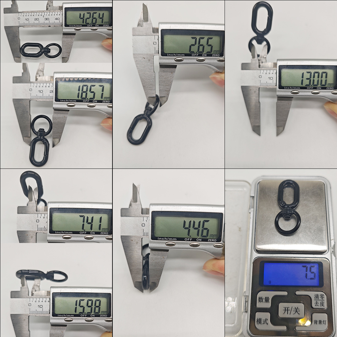 4分跑道圆锌合金圆尾弹簧扣五金配件手机小挂扣饰品8字调节钥匙扣