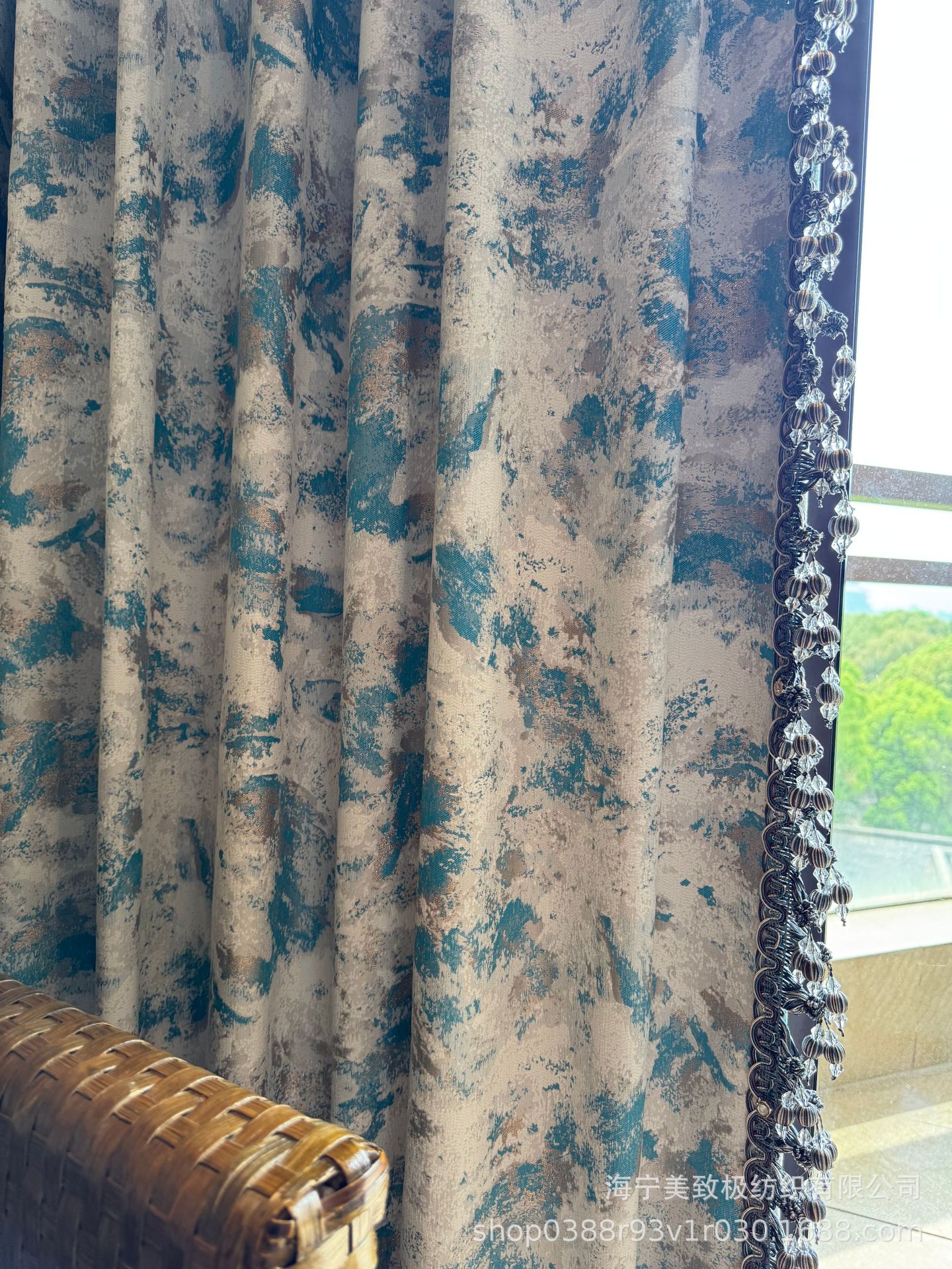 遮光大理石窗帘成品批发