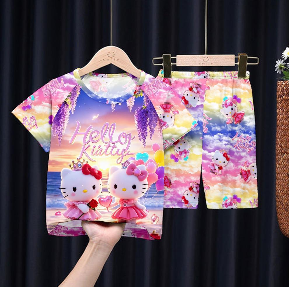 商品详情图_跨境批发儿童睡衣男夏季中大童短袖短裤家居服卡通K
