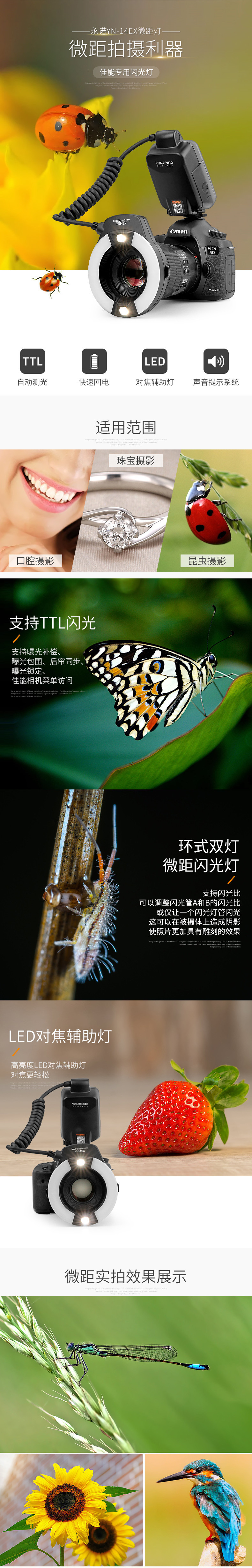 永诺YN14EX环形微距闪光灯