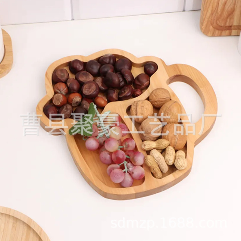 实木创意木质餐盘啤酒杯造型零食托盘下午茶干果坚果托盘批发 (
