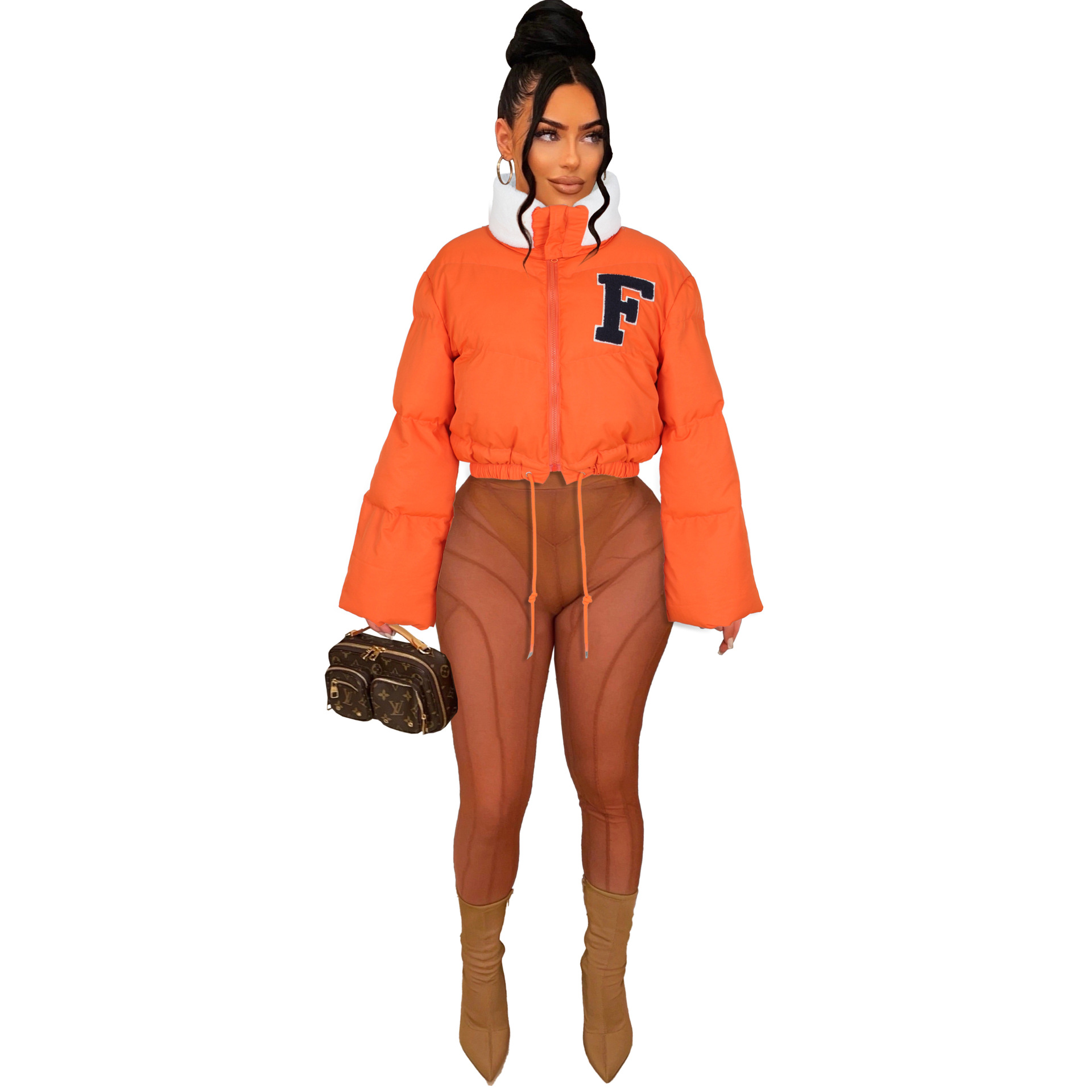 Zoey patent crop puffer (Mocha