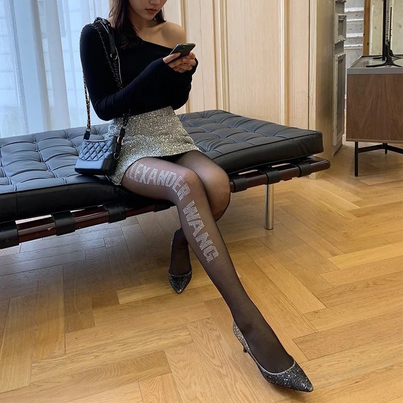 高品质任意裁剪防脱丝水钻丝袜 满天星闪亮烫钻连裤袜女士蹦迪袜