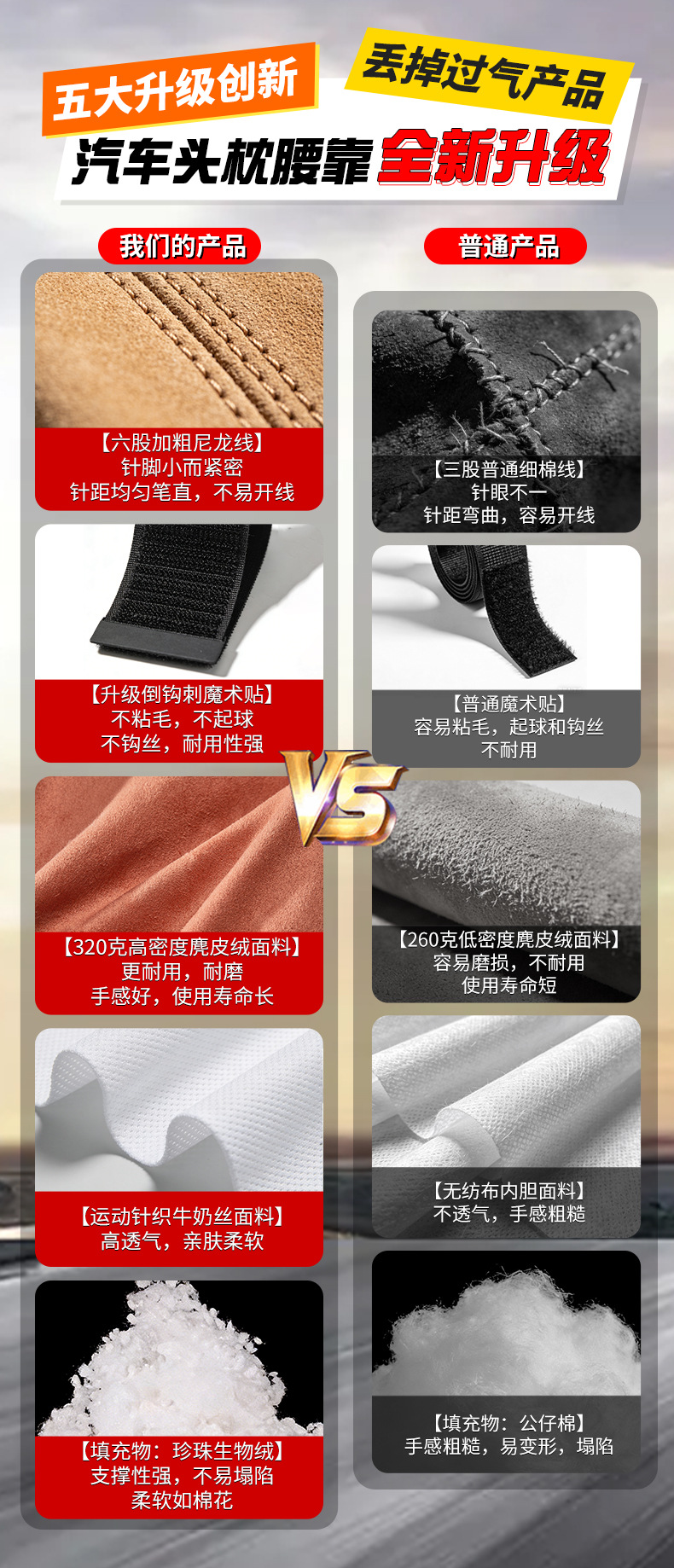 头枕腰靠对比
