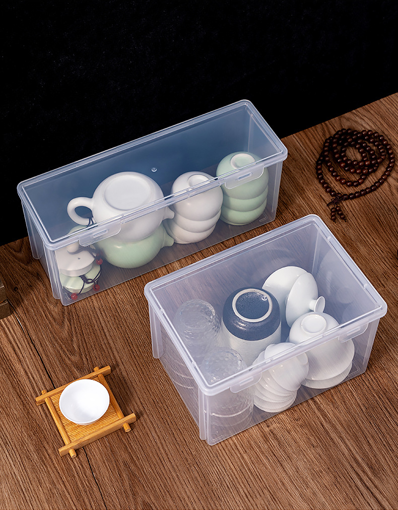桌面收纳盒多功能杂物防尘便携式功夫茶杯茶具收纳盒透