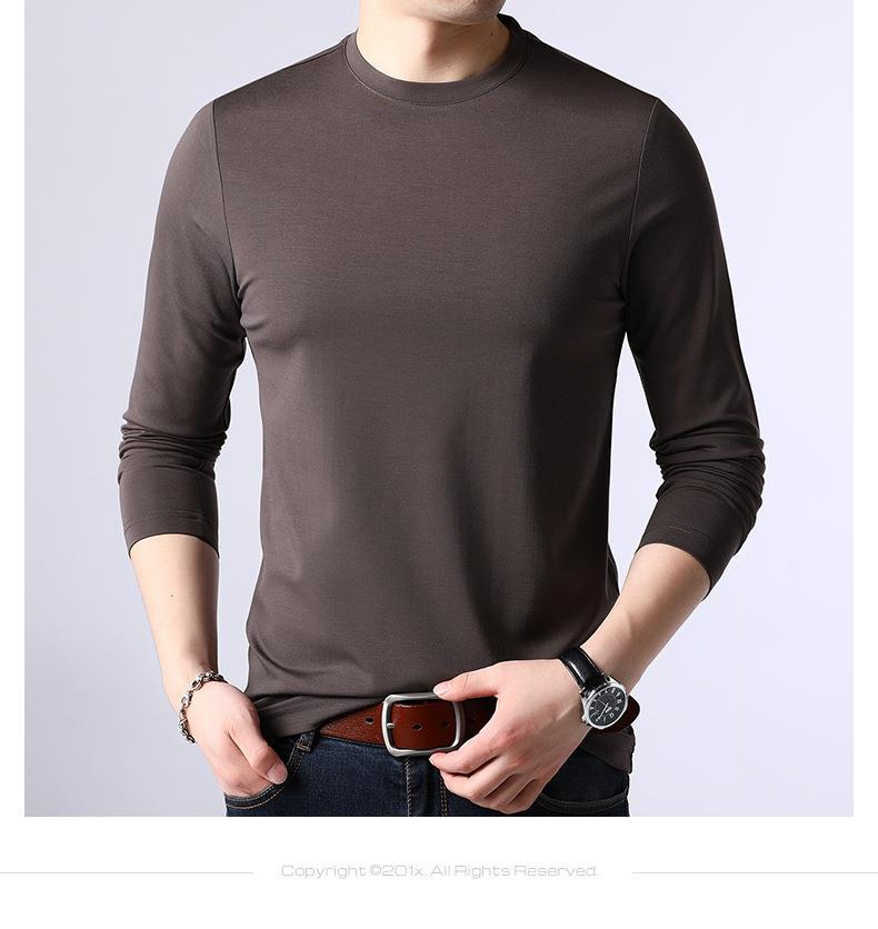 恒源祥亲肤莫代尔长袖T恤男士圆领秋衣男装秋冬新款桑蚕丝打底衫