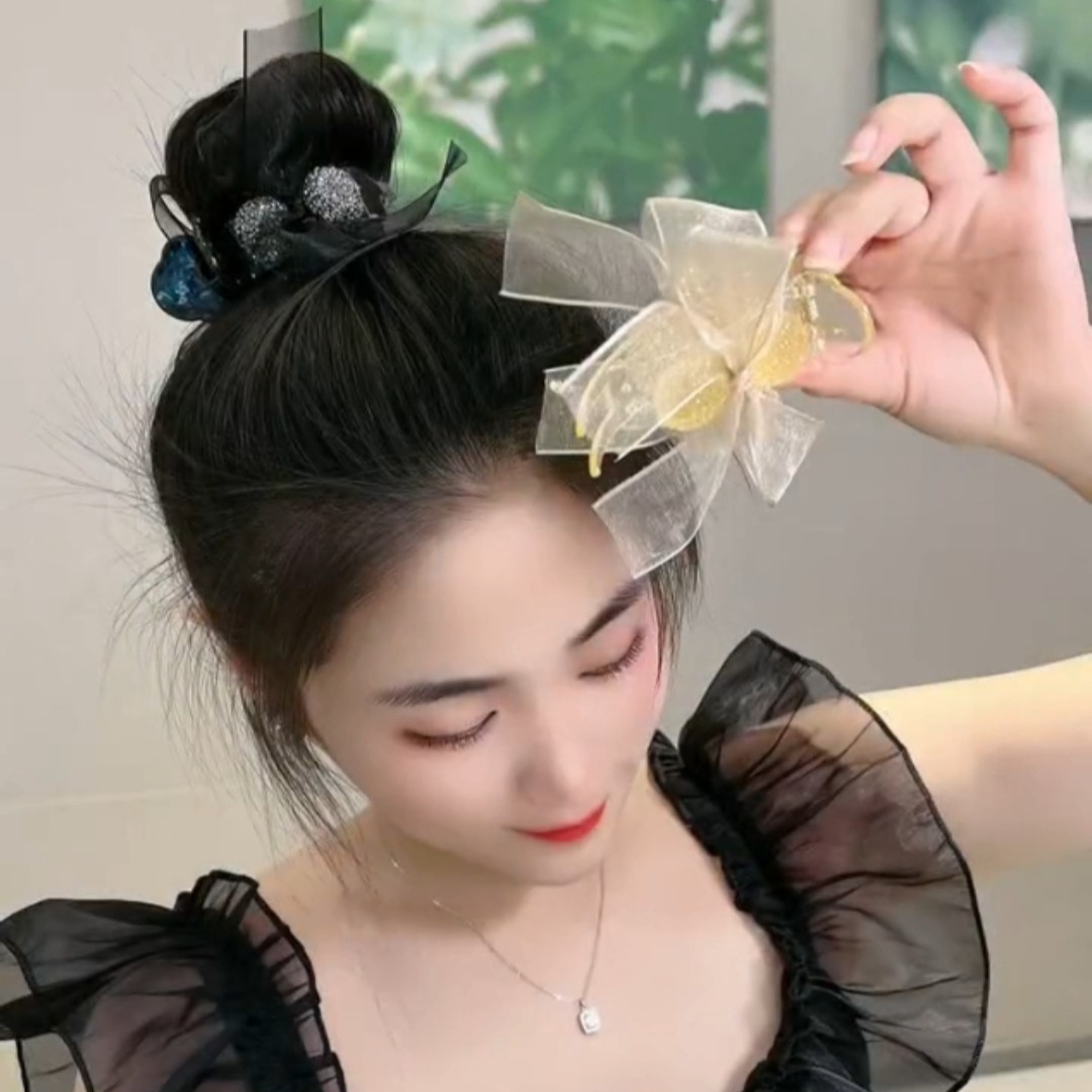 蝴蝶结水钻马尾夹