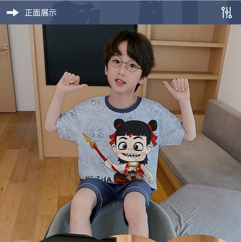复制_哪吒睡衣男童夏季纯棉短袖儿童三件套男孩青.jpg