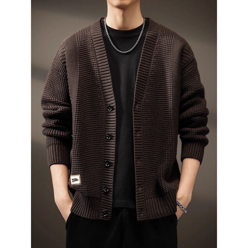 柜台货高端纹理感提花针织衫开衫外套男士毛衣秋冬款休闲外穿上衣