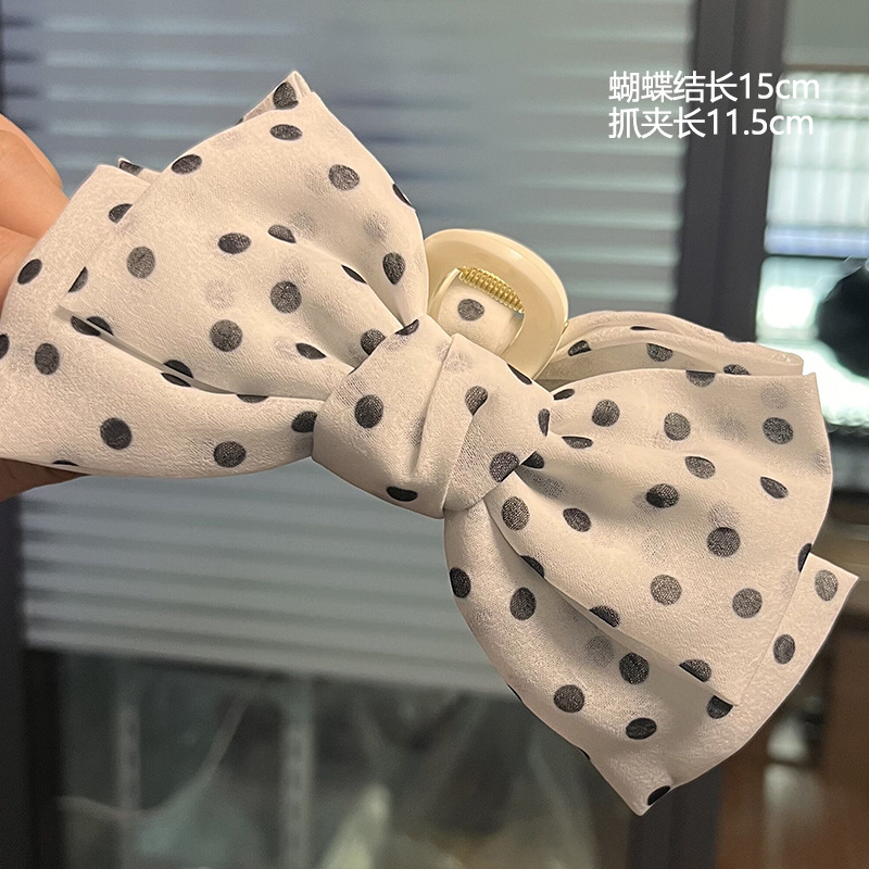 蝴蝶结抓夹-白底黑点