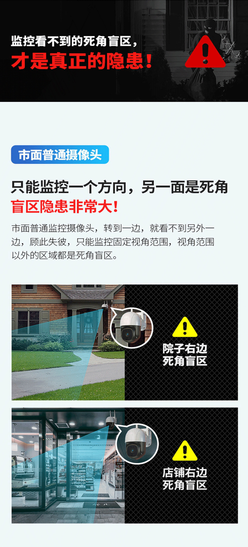 V380双画面无线监控器摄像头室外家用360度连手机远程高清