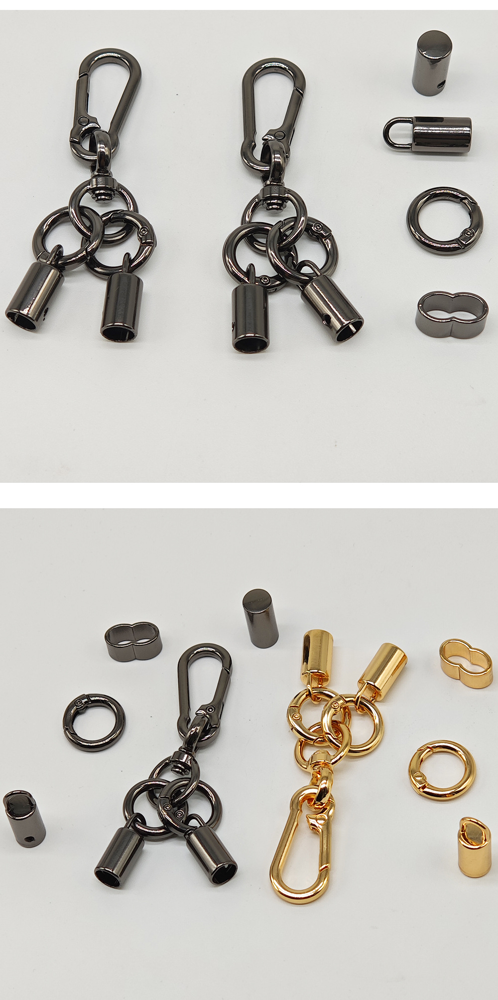 8mm锌合金登山钩扣绳子有耳吊钟吊桶饰品配件手机挂绳弹簧圈套装