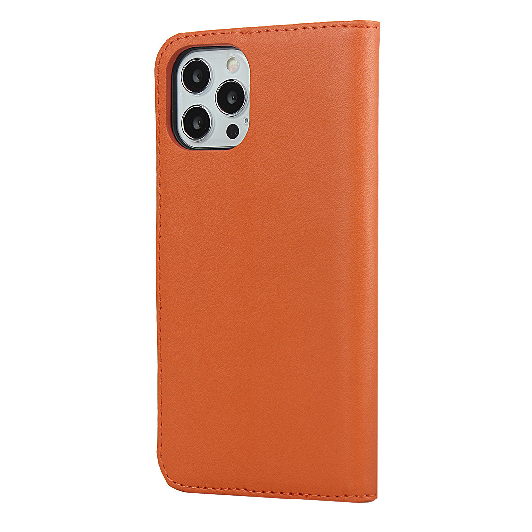 苹果iPhone12promax平纹真皮钱包皮套