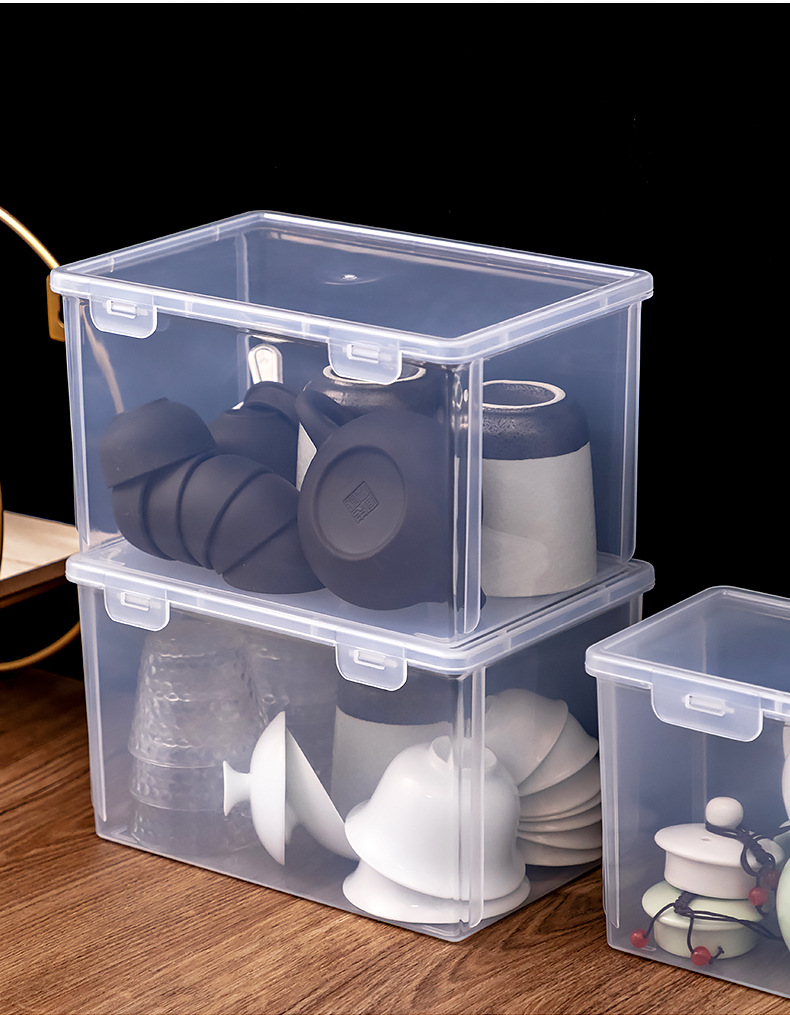桌面收纳盒多功能杂物防尘便携式功夫茶杯茶具收纳盒透