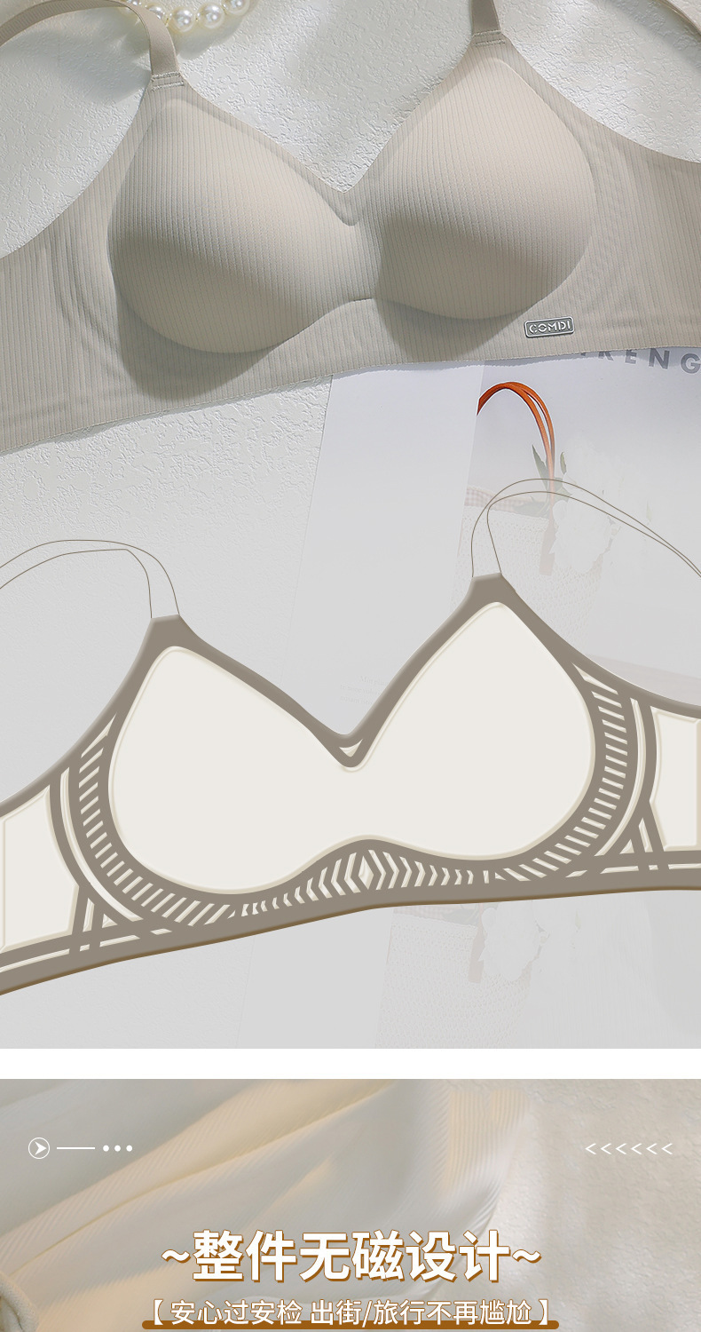 新款无磁裸感果冻胶固定杯内衣小胸聚拢软支撑性感深V无钢圈文胸