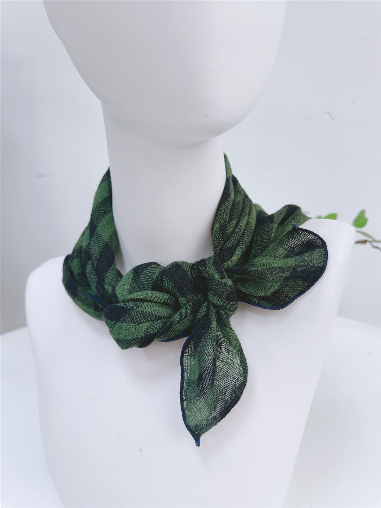 棉麻小格子方巾 (5)