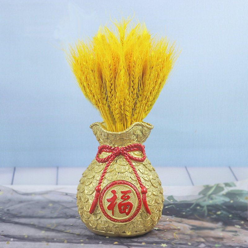 福袋花瓶【金色】+麦穗