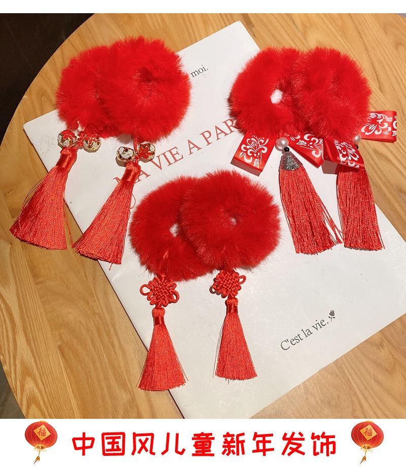 新年红色儿童发圈发夹