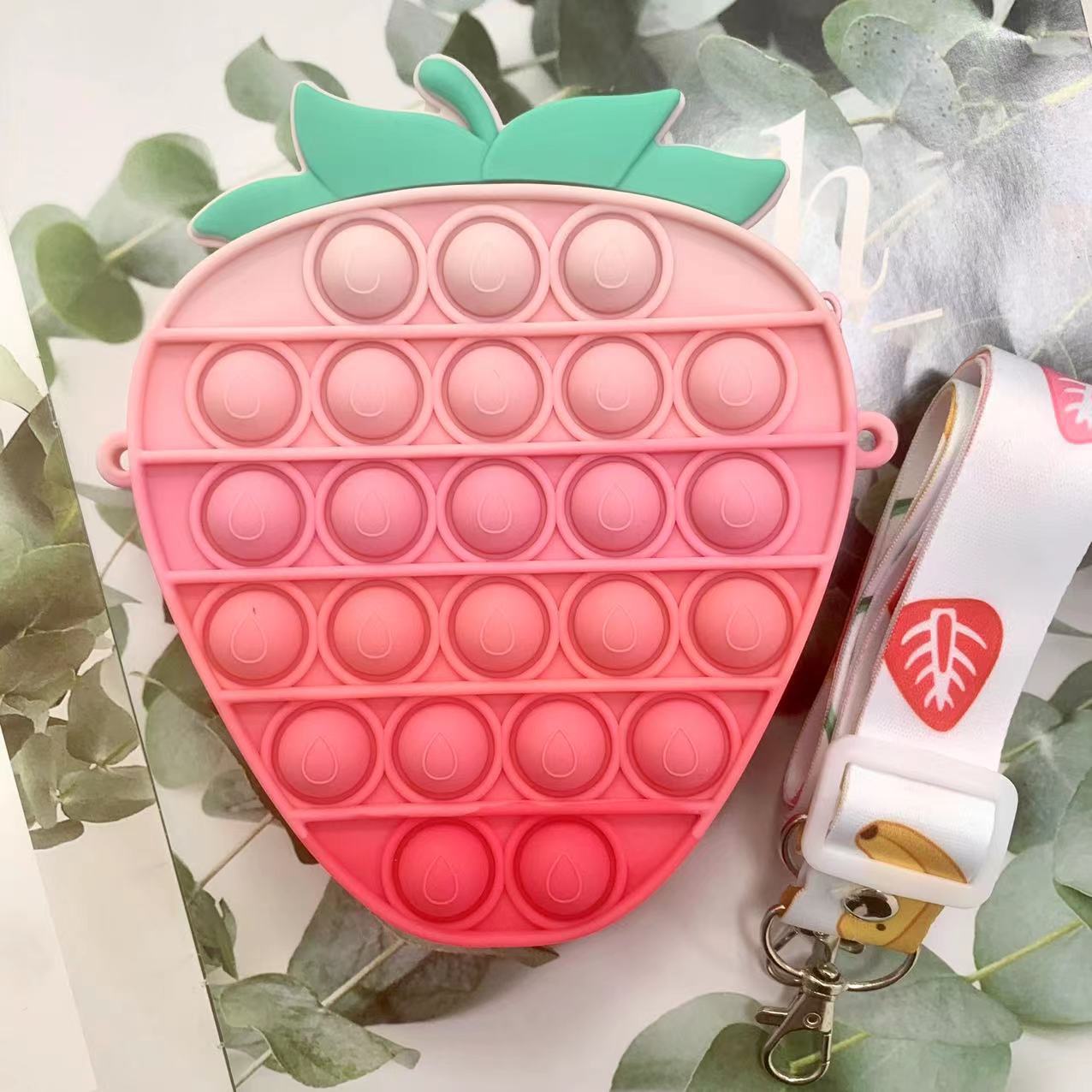 泡泡肩带包（草莓-渐变粉）