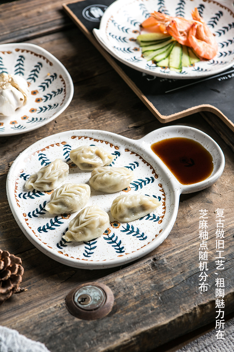 复古小花粗陶餐具