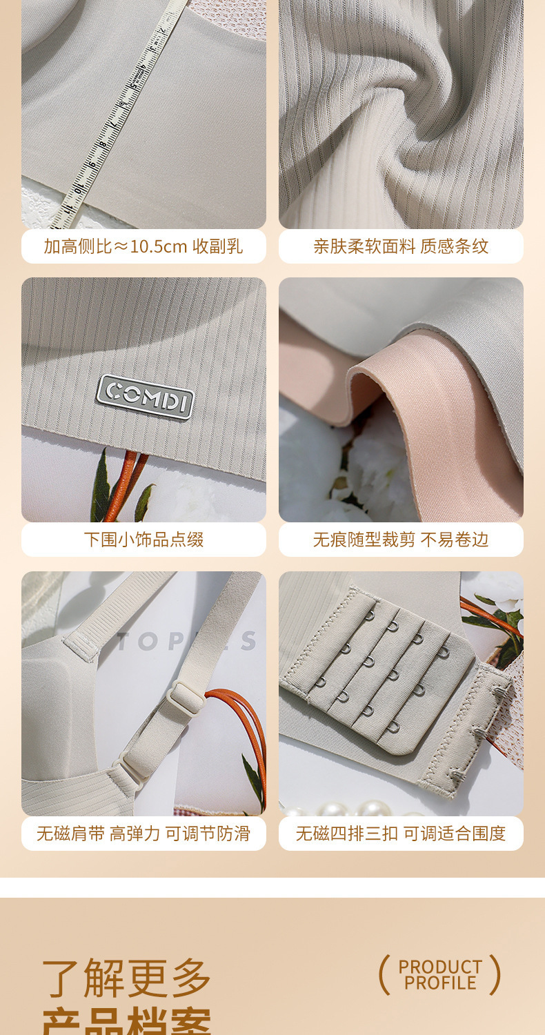 新款无磁裸感果冻胶固定杯内衣小胸聚拢软支撑性感深V无钢圈文胸