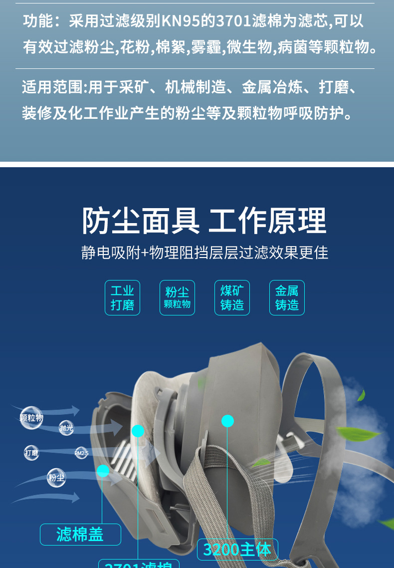 春风十里3200防尘口罩防工业粉尘装修打磨煤矿喷漆