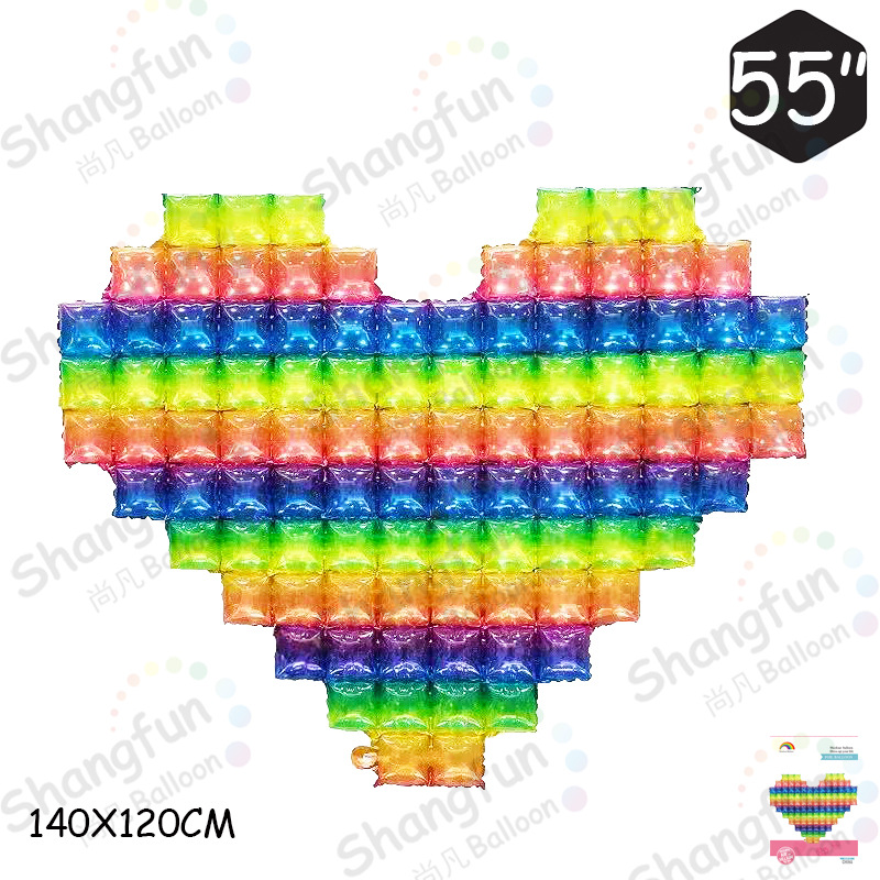 方块爱心背景墙彩虹果冻色1