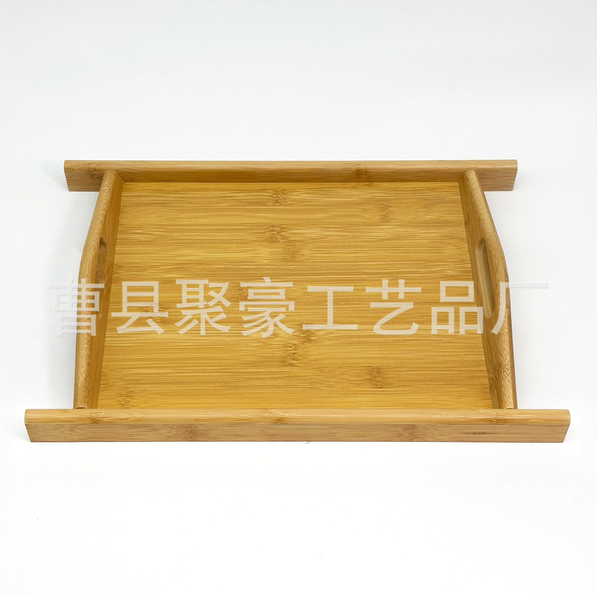 竹制餐厅快餐盘水果托盘长方形双耳竹托盘环保家用茶水杯提手盘子