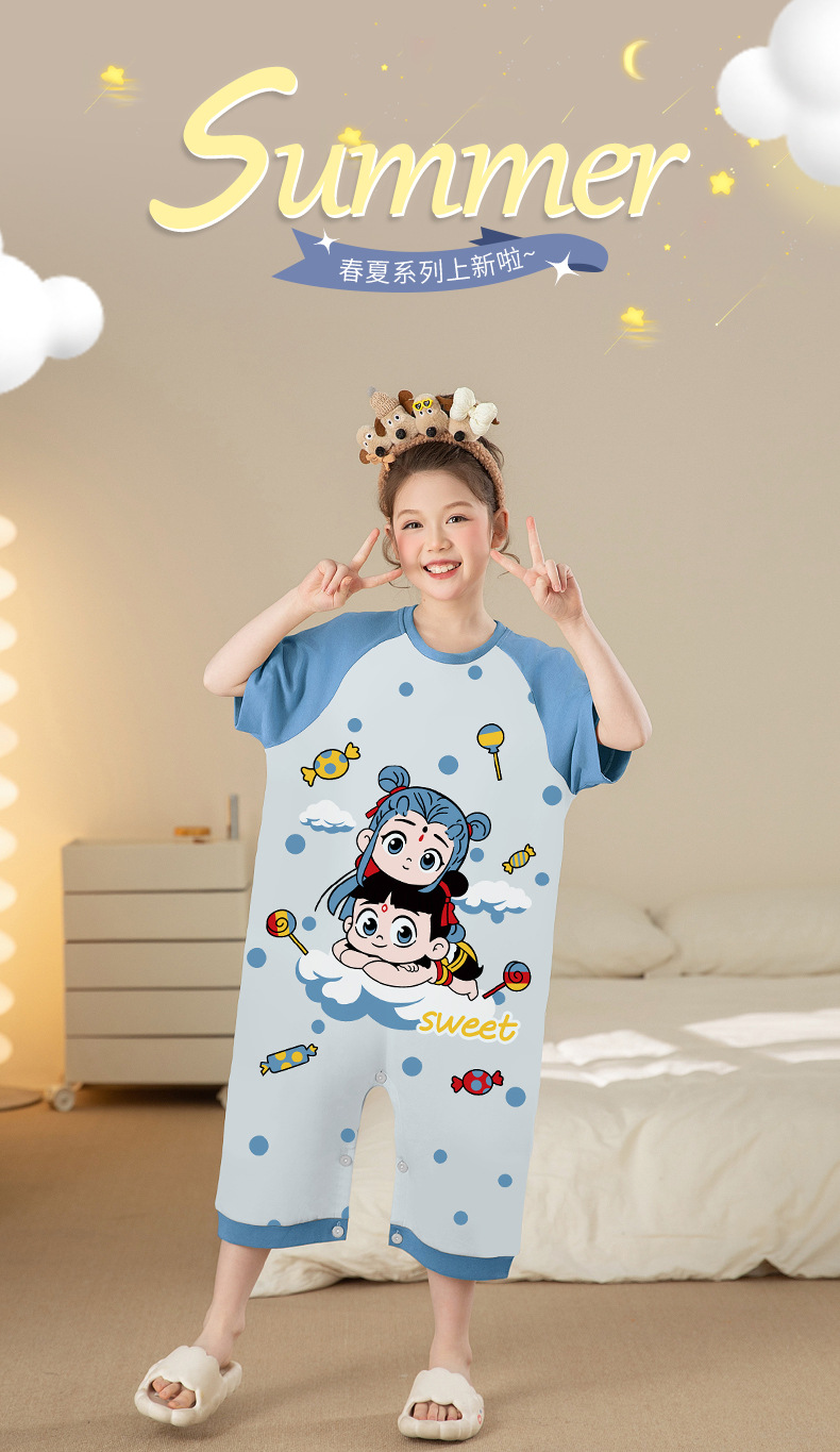 复制_夏天儿童睡衣纯棉短袖卡通哪吒休闲薄款女童.jpg