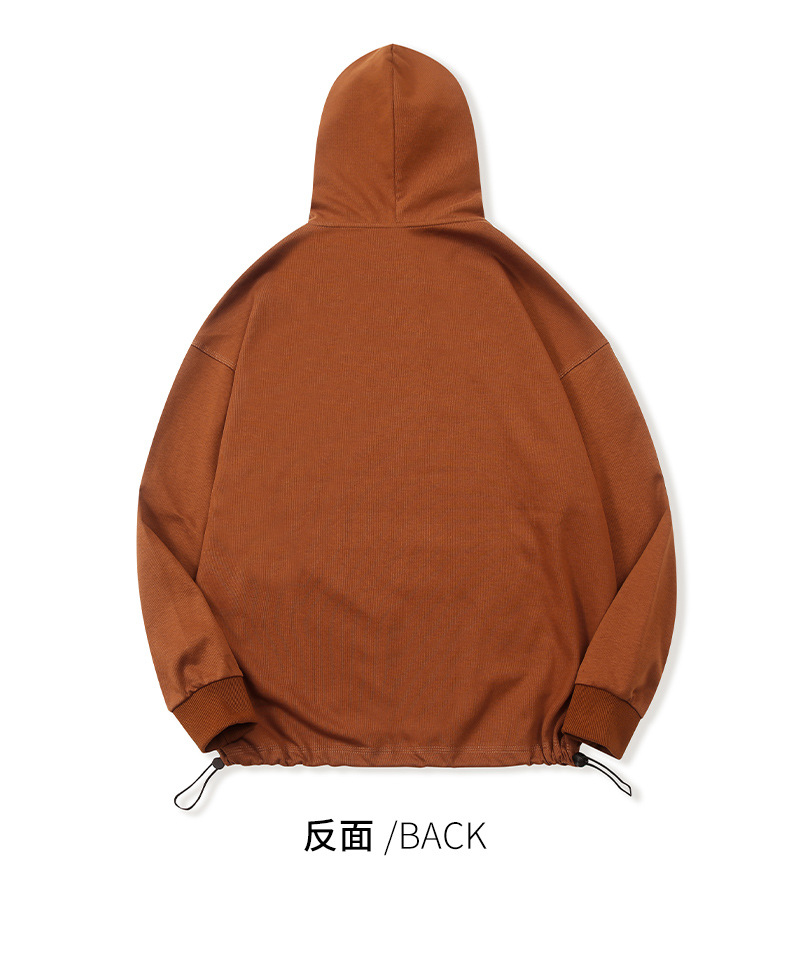 登爵男装 秋冬新款连帽卫衣320g斜纹双面棉金属扣防风帽潮牌