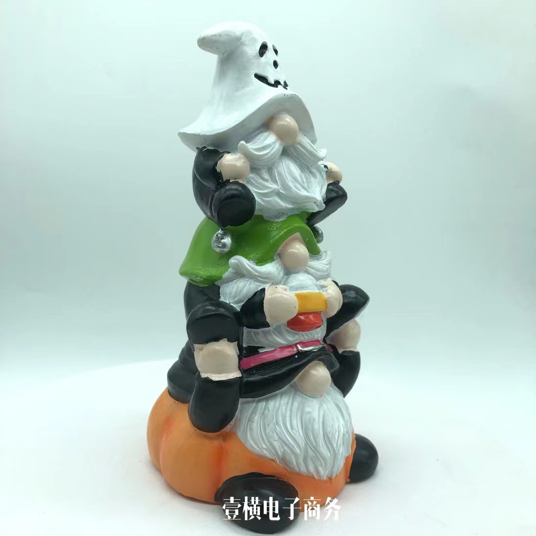 叠罗汉三个堆叠万圣节侏儒雕像摆件
