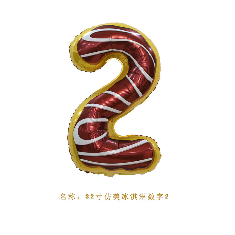 商品详情图_32寸甜甜圈数字气球 美版糖果冰淇淋气球 巧克力