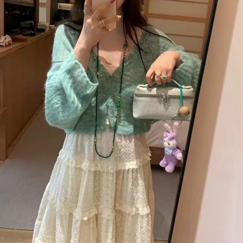 婴驼毛羊毛针织衫开衫女2025春秋气质毛衣显瘦上衣小个子_2