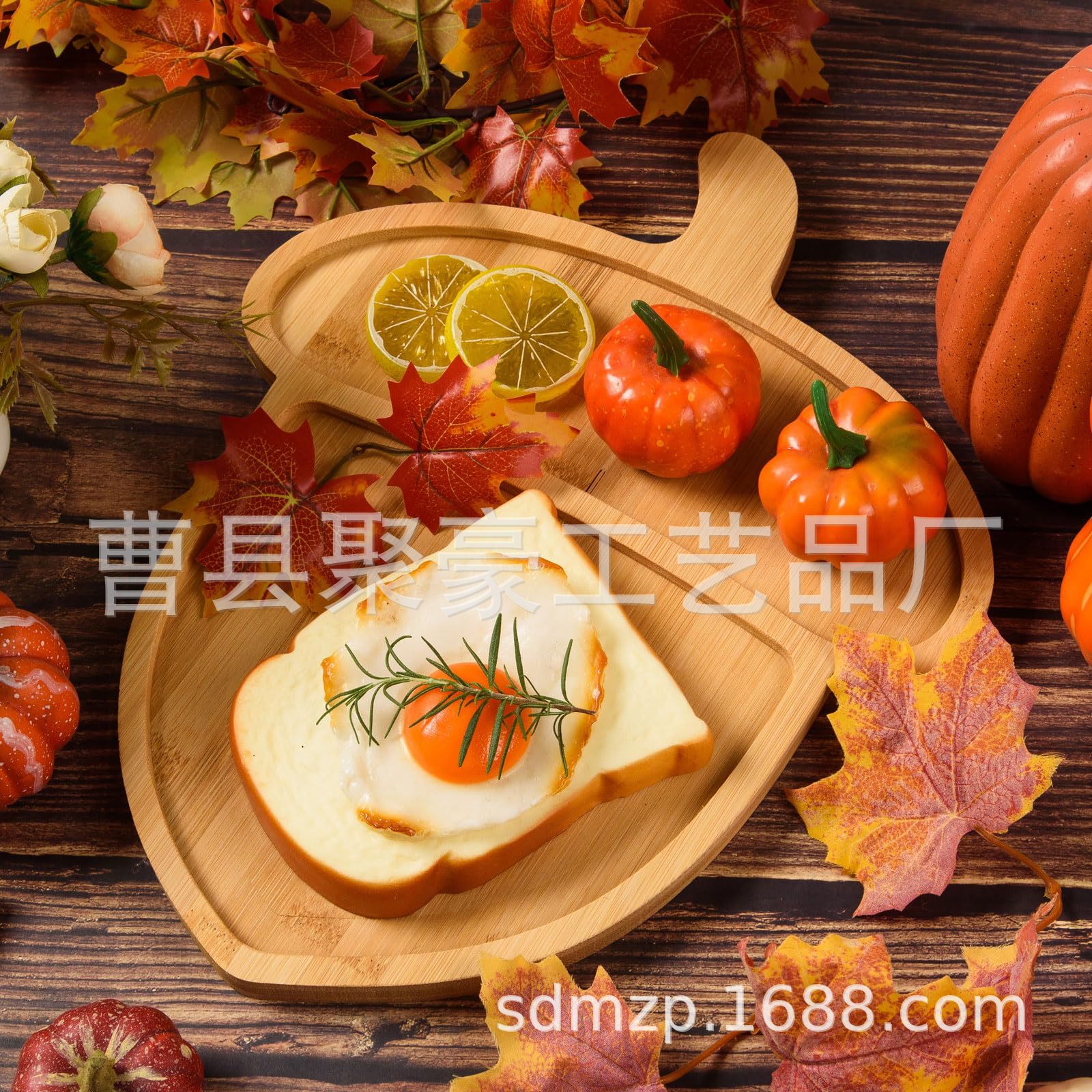 家用实木早餐托盘创意简约竹木榛子形状托盘客厅木质零食点心托盘