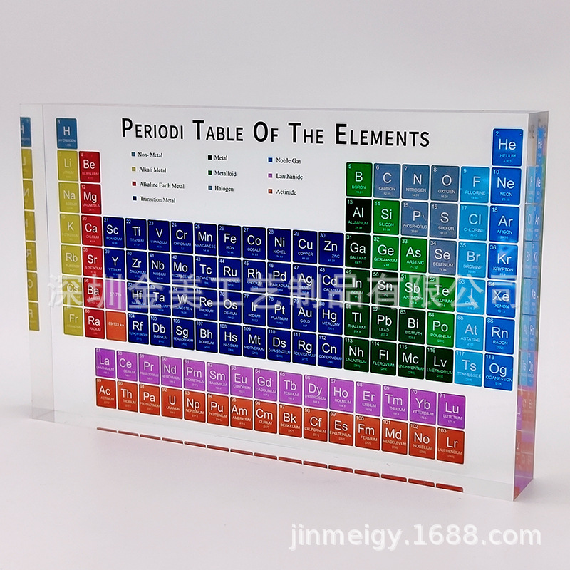 彩色透明亚克力摆件水晶标本元素周期表礼物化学物理公式表学习牌