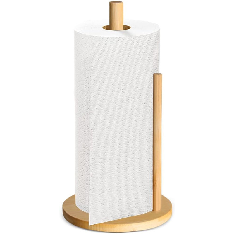 竹制纸巾架厨房餐厅立式木质卷纸架收纳架保鲜膜架懒人抹布支架